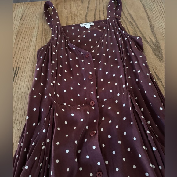 Whistles UK Burgundy Polka Dot Maxi Dress Luxe 90s Vibe - Picture 12 of 14
